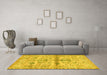 Machine Washable Oriental Yellow Traditional Rug in a Living Room, wshabs4743yw