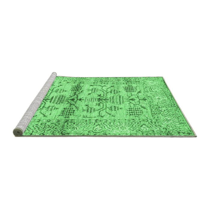Sideview of Machine Washable Oriental Emerald Green Traditional Area Rugs, wshabs4743emgrn