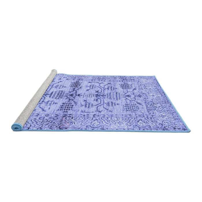 Sideview of Machine Washable Oriental Blue Traditional Rug, wshabs4743blu