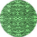 Round Machine Washable Abstract Emerald Green Modern Area Rugs, wshabs4744emgrn