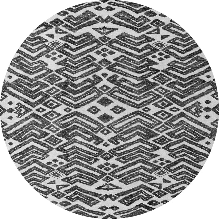 Round Machine Washable Abstract Gray Modern Rug, wshabs4744gry