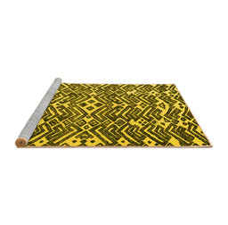 Sideview of Machine Washable Abstract Yellow Modern Rug, wshabs4744yw