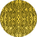 Round Abstract Yellow Modern Rug, abs4744yw