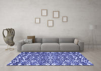 Machine Washable Abstract Blue Modern Rug, wshabs4744blu