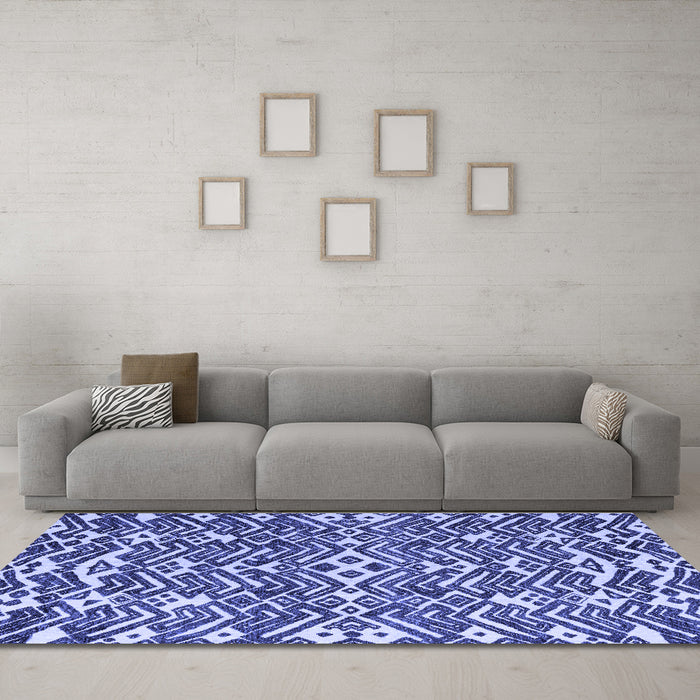 Machine Washable Abstract Blue Modern Rug in a Living Room, wshabs4744blu