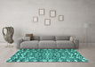 Machine Washable Abstract Turquoise Modern Area Rugs in a Living Room,, wshabs4744turq