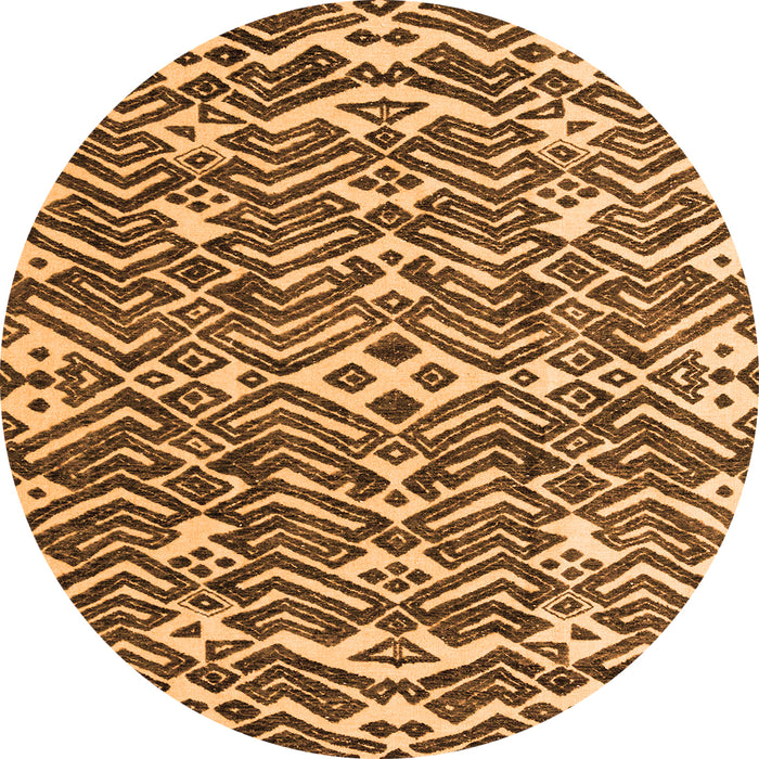 Round Machine Washable Abstract Orange Modern Area Rugs, wshabs4744org