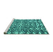 Sideview of Machine Washable Abstract Turquoise Modern Area Rugs, wshabs4744turq