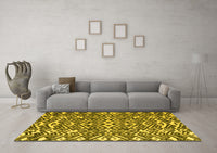 Machine Washable Abstract Yellow Modern Rug, wshabs4744yw