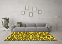 Machine Washable Abstract Yellow Modern Rug in a Living Room, wshabs4744yw