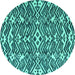 Round Abstract Turquoise Modern Rug, abs4744turq