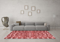 Machine Washable Abstract Red Modern Rug, wshabs4744red