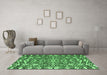 Machine Washable Abstract Emerald Green Modern Area Rugs in a Living Room,, wshabs4744emgrn