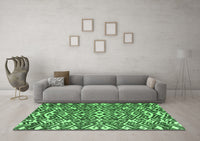 Machine Washable Abstract Emerald Green Modern Rug, wshabs4744emgrn