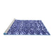 Sideview of Machine Washable Abstract Blue Modern Rug, wshabs4744blu