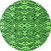 Round Machine Washable Abstract Green Modern Area Rugs, wshabs4744grn