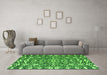 Machine Washable Abstract Green Modern Area Rugs in a Living Room,, wshabs4744grn