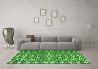 Machine Washable Abstract Green Modern Rug, wshabs4744grn