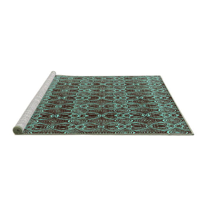 Sideview of Machine Washable Abstract Turquoise Modern Area Rugs, wshabs4745turq