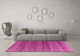 Machine Washable Abstract Pink Modern Rug in a Living Room, wshabs4745pnk