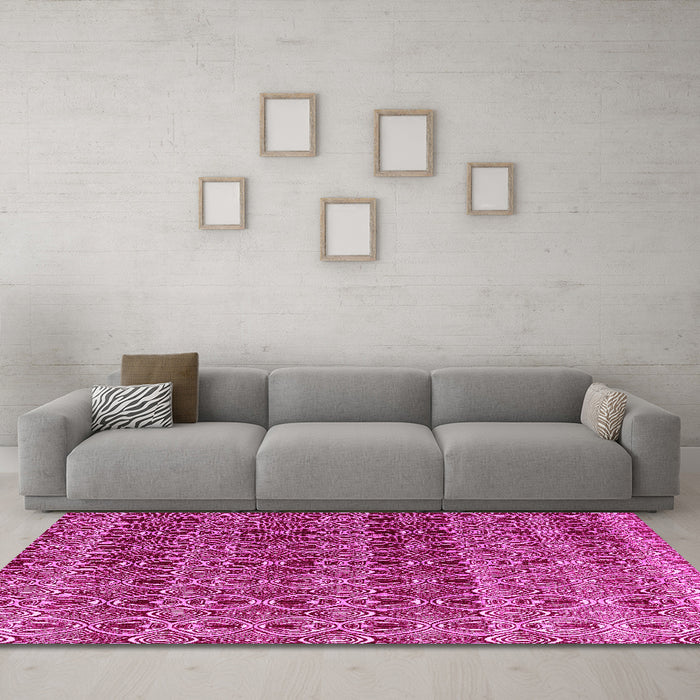 Machine Washable Abstract Pink Modern Rug in a Living Room, wshabs4745pnk