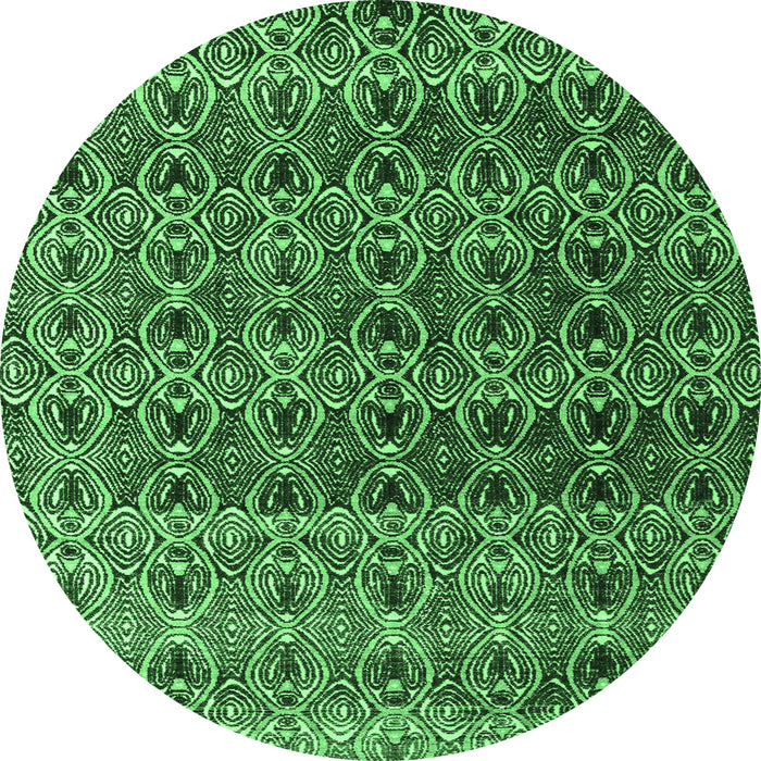 Round Abstract Emerald Green Modern Rug, abs4745emgrn
