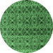 Round Abstract Emerald Green Modern Rug, abs4745emgrn