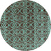 Round Abstract Turquoise Modern Rug, abs4745turq