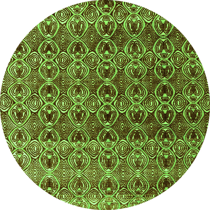 Round Machine Washable Abstract Green Modern Area Rugs, wshabs4745grn