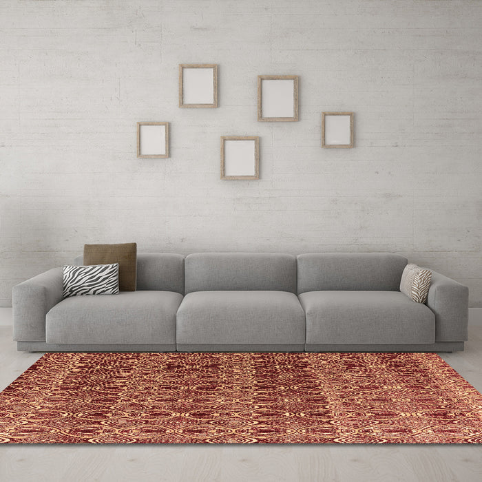 Machine Washable Abstract Brown Modern Rug in a Living Room,, wshabs4745brn
