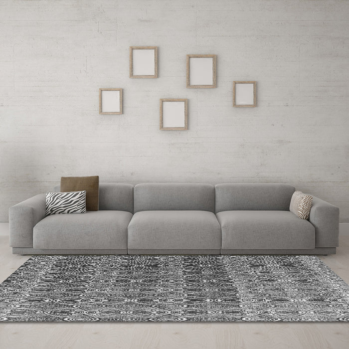 Machine Washable Abstract Gray Modern Rug in a Living Room,, wshabs4745gry