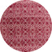 Round Machine Washable Abstract Light Coral Pink Rug, wshabs4745