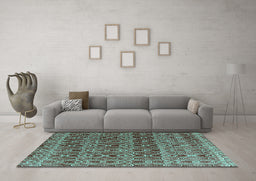 Machine Washable Abstract Turquoise Modern Area Rugs in a Living Room,, wshabs4745turq