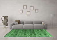 Machine Washable Abstract Emerald Green Modern Rug, wshabs4745emgrn