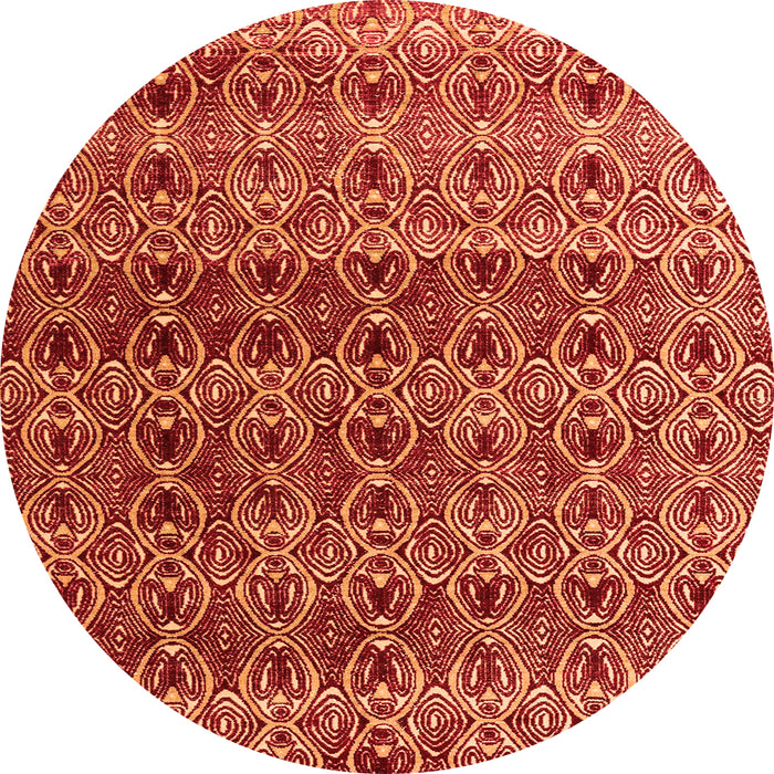 Round Machine Washable Abstract Orange Modern Area Rugs, wshabs4745org