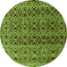 Round Abstract Green Modern Rug, abs4745grn