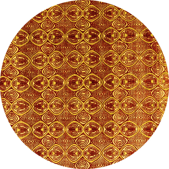 Round Machine Washable Abstract Yellow Modern Rug, wshabs4745yw