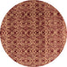 Round Machine Washable Abstract Brown Modern Rug, wshabs4745brn