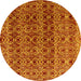 Round Abstract Yellow Modern Rug, abs4745yw