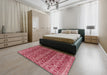 Machine Washable Abstract Light Coral Pink Rug in a Bedroom, wshabs4745