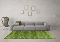 Machine Washable Abstract Green Modern Rug, wshabs4745grn