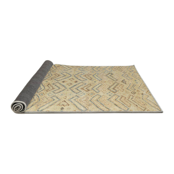 Sideview of Abstract Brown Gold Solid Rug, abs4746
