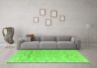 Machine Washable Solid Green Modern Rug, wshabs4746grn