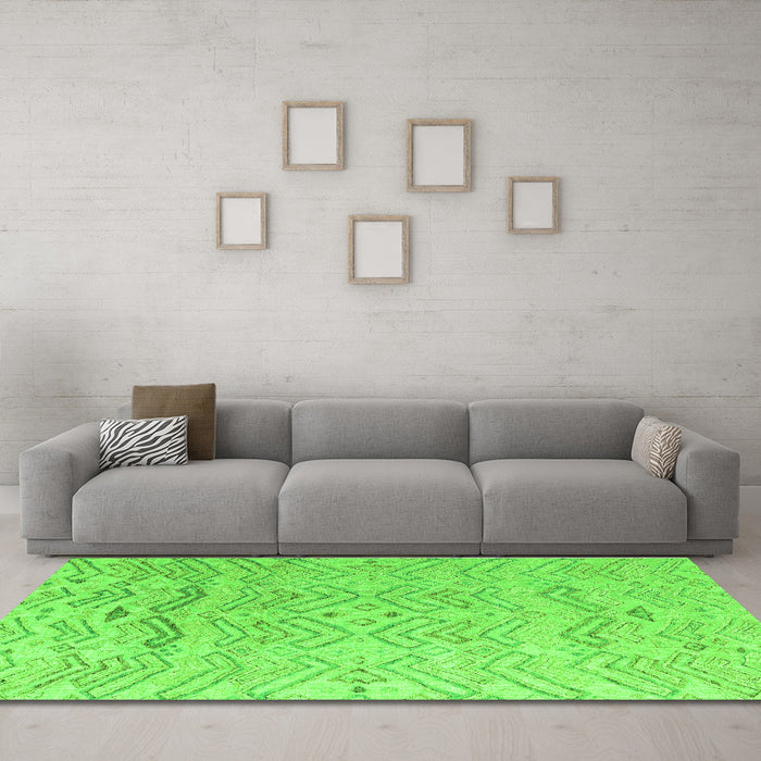 Machine Washable Solid Green Modern Area Rugs in a Living Room,, wshabs4746grn
