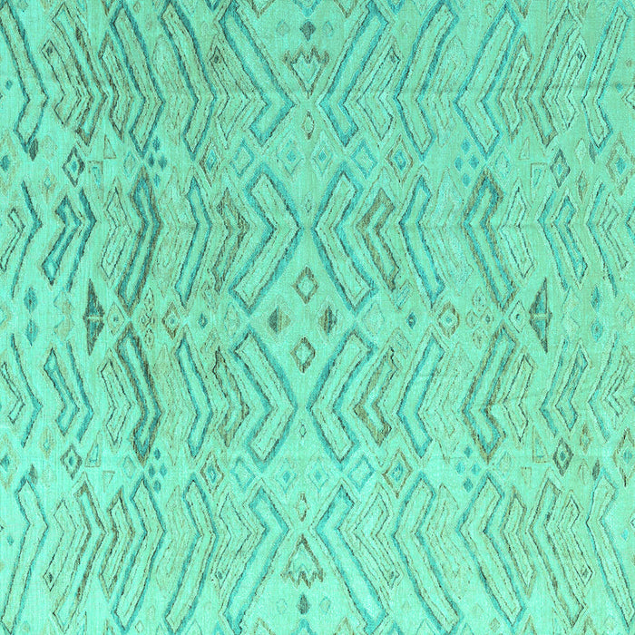 Square Solid Turquoise Modern Rug, abs4746turq