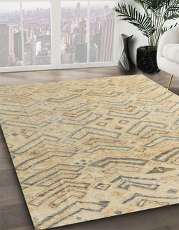 Abstract Brown Gold Solid Rug in Family Room, abs4746