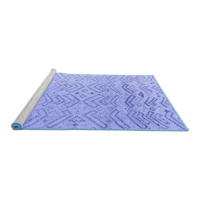 Sideview of Machine Washable Solid Blue Modern Rug, wshabs4746blu
