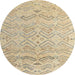 Round Abstract Brown Gold Solid Rug, abs4746