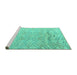 Sideview of Machine Washable Solid Turquoise Modern Area Rugs, wshabs4746turq