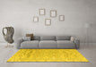 Machine Washable Solid Yellow Modern Rug in a Living Room, wshabs4746yw